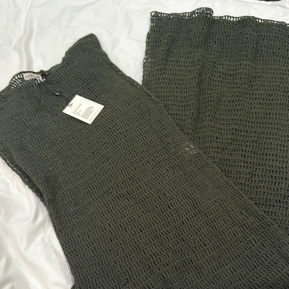 Olive Green Crochet dress M acacia nwt